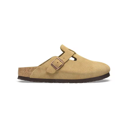 Birkenstock Boston BS Suede Unisex Sandals - Latte Cream