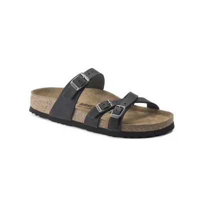 Birkenstock Franca Oiled Leather Unisex Sandals - Black