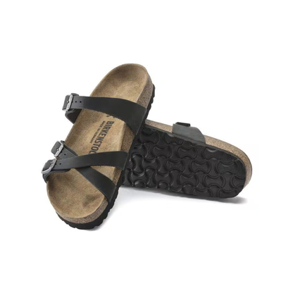 Birkenstock Franca Oiled Leather Unisex Sandals - Black