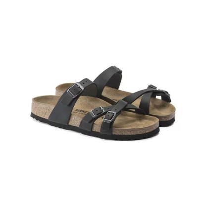 Birkenstock Franca Oiled Leather Unisex Sandals - Black