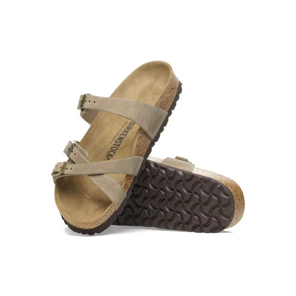 Birkenstock Franca Oiled Leather Adjustable Sandals Tobacco Brown