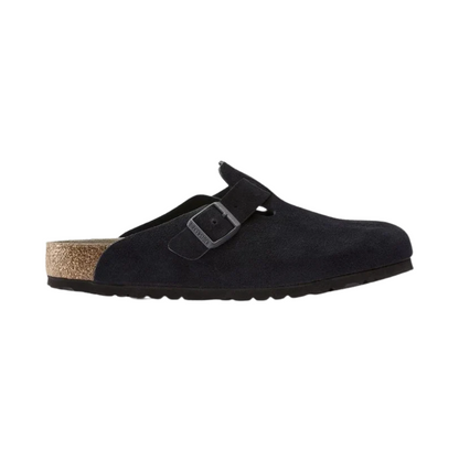 Birkenstock Boston Suede Soft Footbed Clog – Midnight Blue Unisex Slip-On Sandal with Adjustable Strap & Contoured Cork-Latex Support