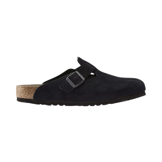 Birkenstock Boston Suede Soft Footbed Clog – Midnight Blue Unisex Slip-On Sandal with Adjustable Strap & Contoured Cork-Latex Support