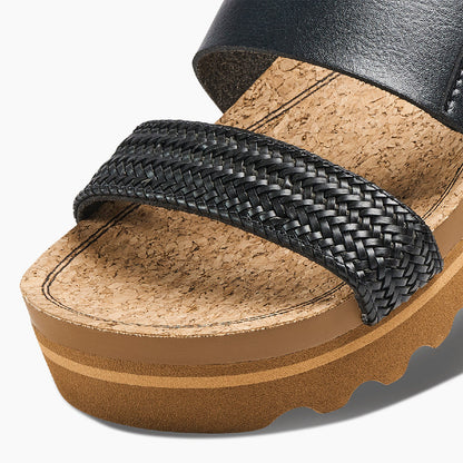 REEF Cushion Vista Hi Women's Platform Sandals – Black Braid Vegan Leather