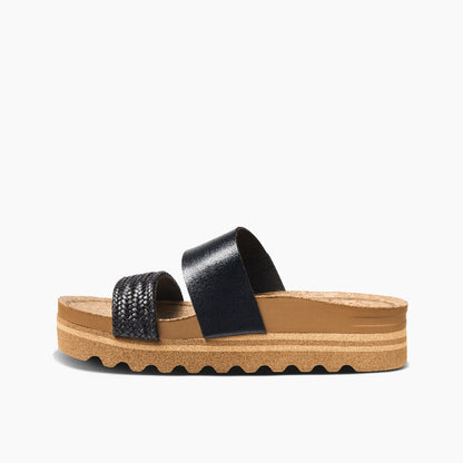 REEF Cushion Vista Hi Women's Platform Sandals – Black Braid Vegan Leather