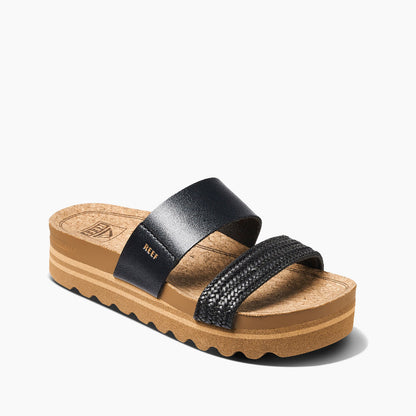REEF Cushion Vista Hi Women's Platform Sandals – Black Braid Vegan Leather