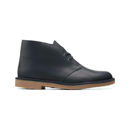 Clarks Men’s Bushacre 3 Chukka Boots Black Leather Wide Comfort