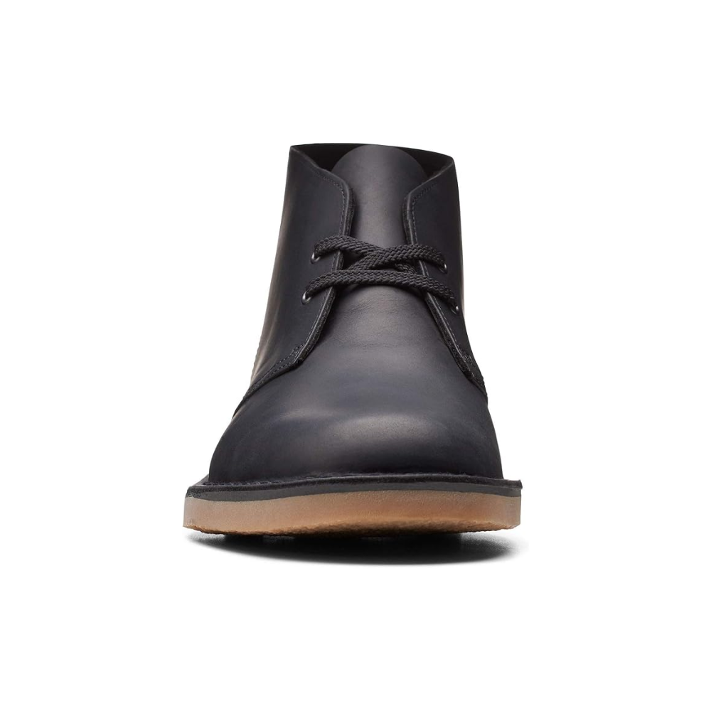 Clarks Men’s Bushacre 3 Chukka Boots Black Leather Wide Comfort