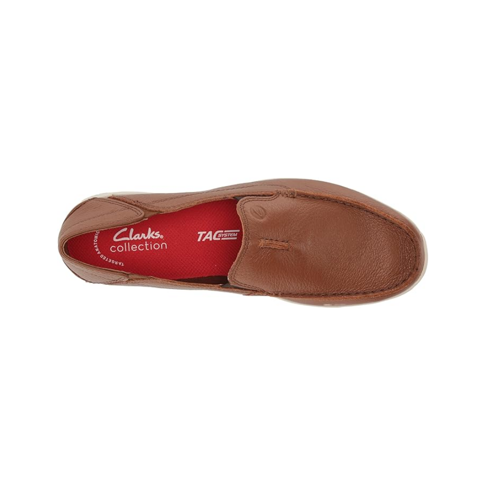 Clarks Men’s Gorwin Step Slip On Sneaker Tan Leather Comfort Loafer Shoes