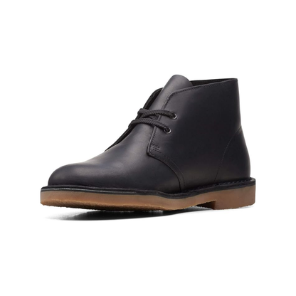 Clarks Men’s Bushacre 3 Chukka Boots Black Leather Wide Comfort