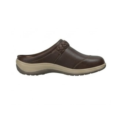 Orthofeet Irma Women's Clog Brown Leather Slip On Comfort Shoes