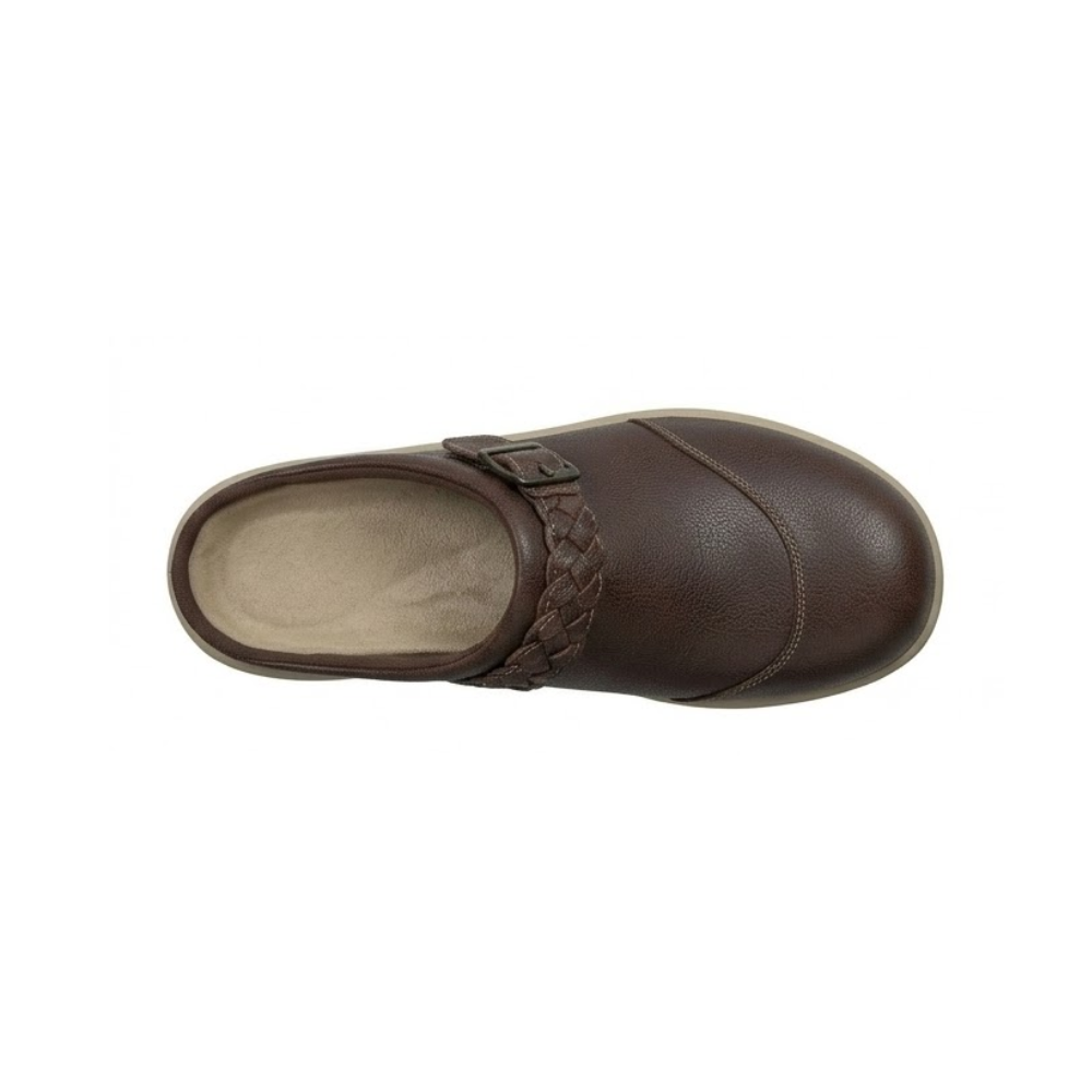 Orthofeet Irma Women's Clog Brown Leather Slip On Comfort Shoes