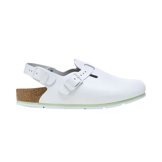 Birkenstock Tokio Pro White Leather Clog Sandal – Unisex Professional Slip-Resistant Work Shoe with Soft Footbed and Adjustable Backstrap