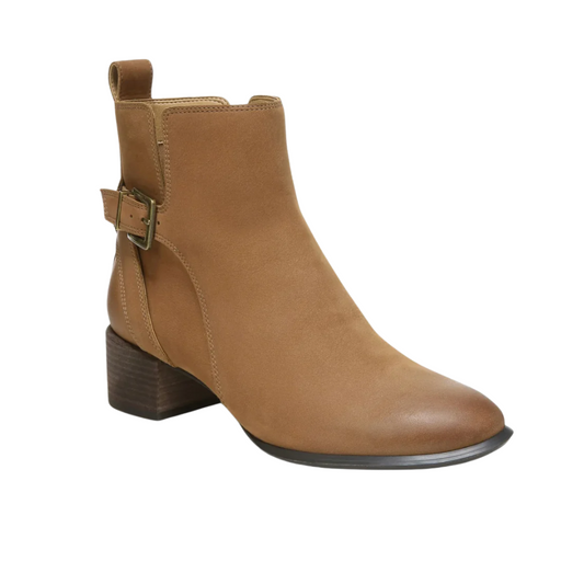 Vionic Women’s Sienna Waterproof Comfort Boot – Toffee Brown Nubuck Ankle Boot with Arch Support & Orthotic Footbed