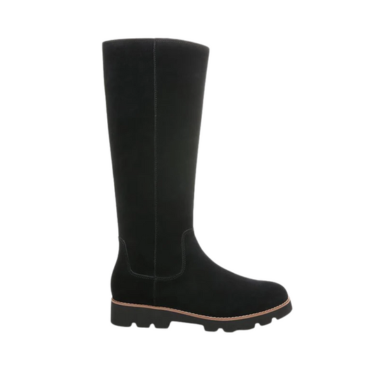 Vionic Women's Gwen Tall Black Suede Waterproof Boots – Orthotic Support, Winter Fashion