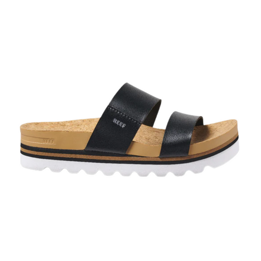 REEF Women's Cushion Vista Hi Black Sandal – Vegan Leather Platform Comfort