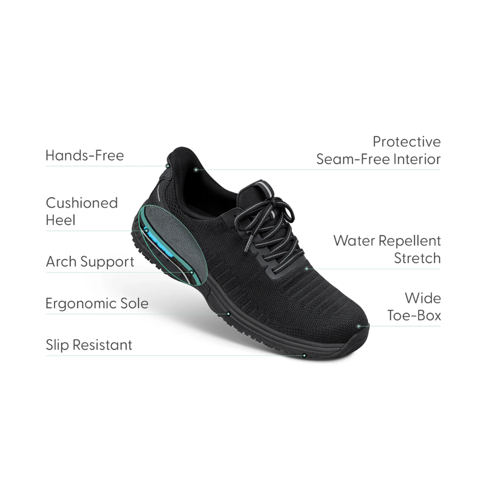 Orthofeet Kita Hand's Free Arch Support Sneaker - Black