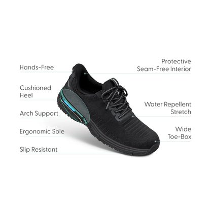 Orthofeet Kita Hand's Free Arch Support Sneaker - Black