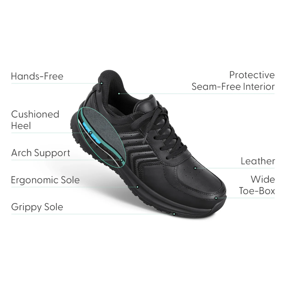 Orthofeet Men's Navigate Hands-Free Athletic Sneaker – Black 25002