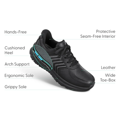 Orthofeet Men's Navigate Hands-Free Athletic Sneaker – Black 25002