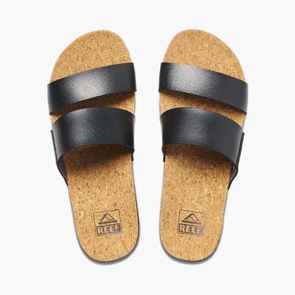 REEF Women's Cushion Vista Hi Black Sandal – Vegan Leather Platform Comfort