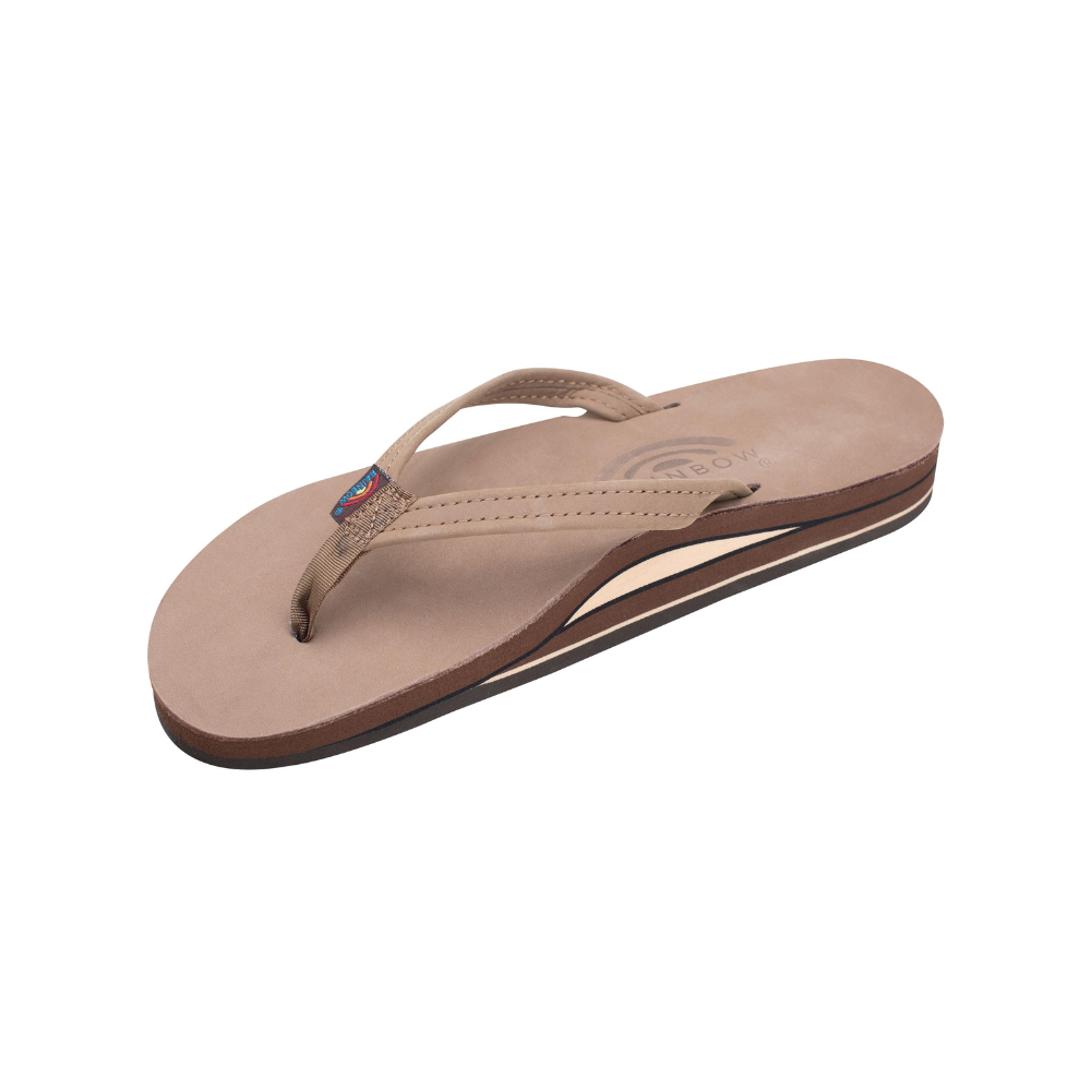 Rainbow Sandals Women's Arch Narrow Strap Double Layers Dark Brown Leather