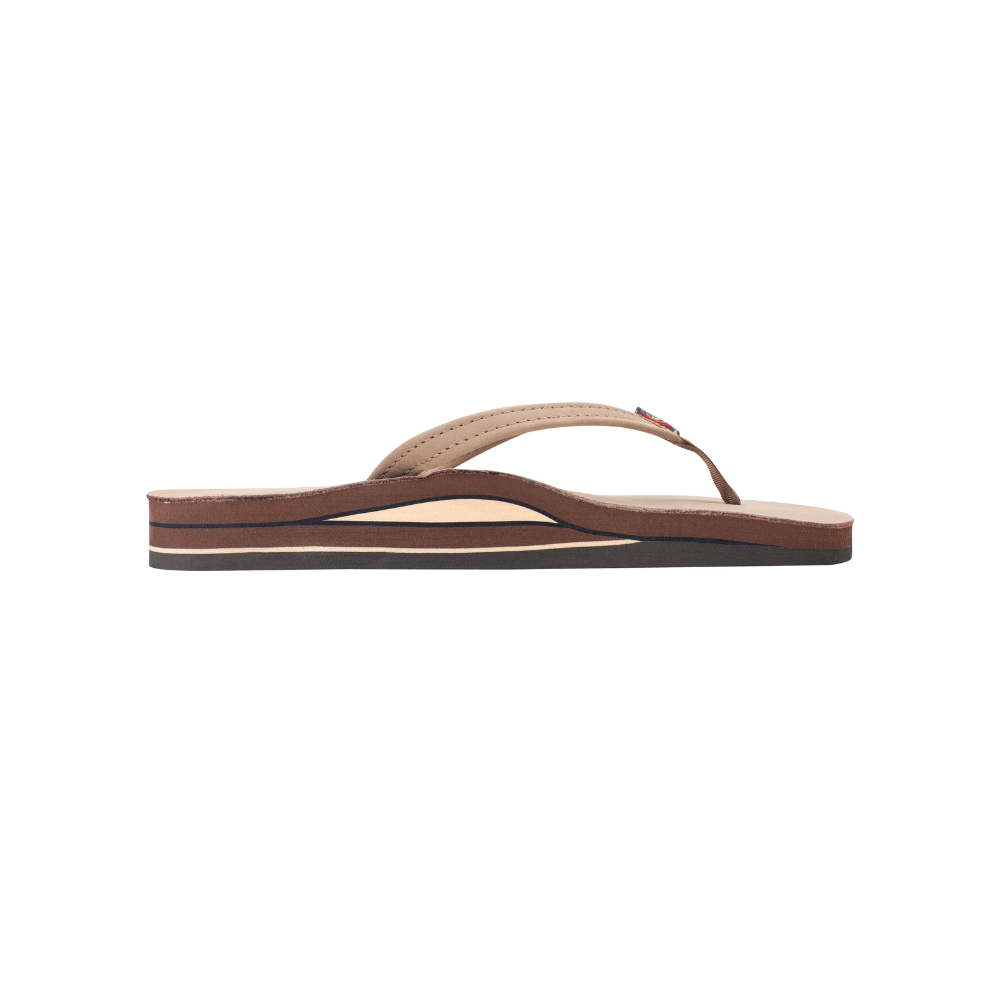 Rainbow Sandals Women's Arch Narrow Strap Double Layers Dark Brown Leather
