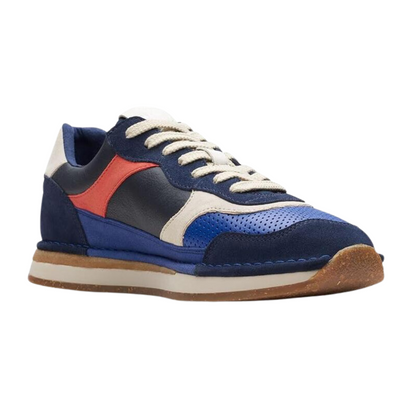 Clarks Mens Craftrun Tor Navy Leather Sneakers Comfort Shoes