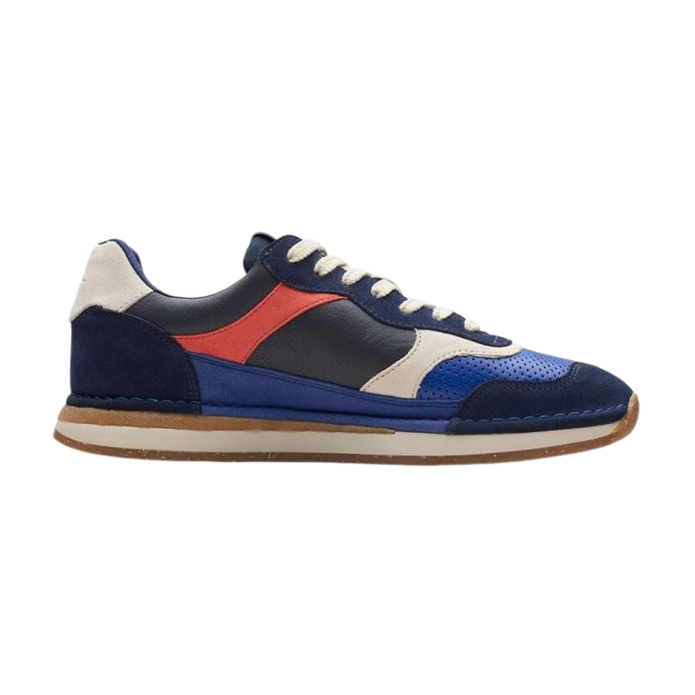 Clarks Mens Craftrun Tor Navy Leather Sneakers Comfort Shoes