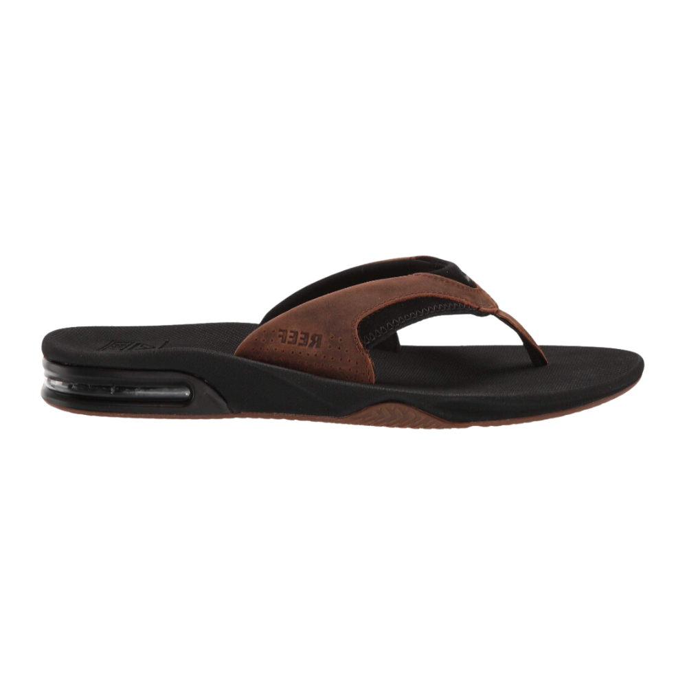 Reef Leather Fanning Black / Bronze Brown Navy Bottler Opener Men's Sandal