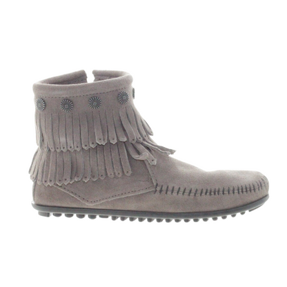 Minnetonka Double Fringe Side Zip Boot Grey 691T Women's Boot