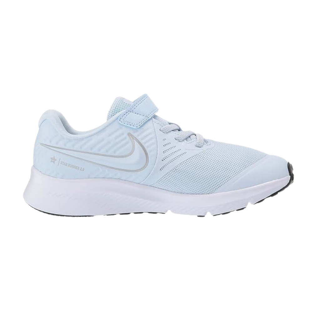 NIKE Boy's start runner 2 (psv) sneaker half Blue/ metallic sliver -volt