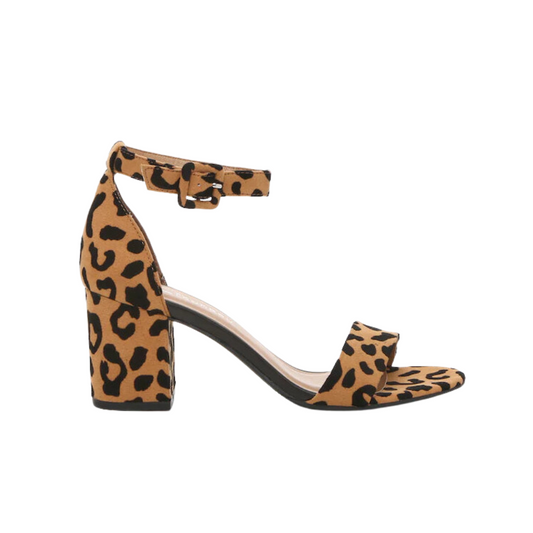 A New Day Ema Sandals Shoes Brown Animal Leopard Print Block Heels