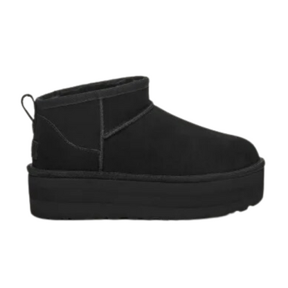 UGG Classic Ultra Mini Platform Fur Suede Women's Boots Black