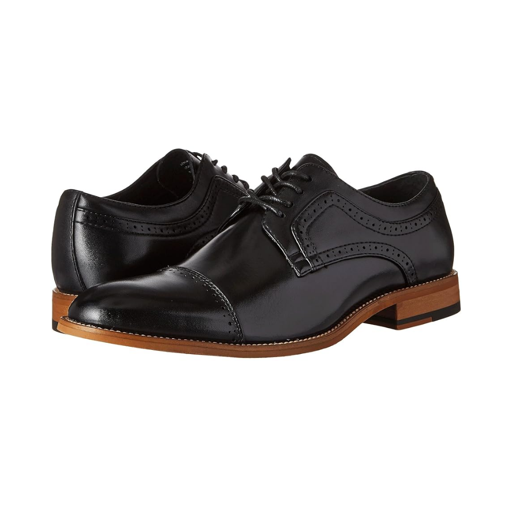 STACY ADAMS Men's Dickinson Cap-Toe Lace-up Oxford Leather Shoe Black