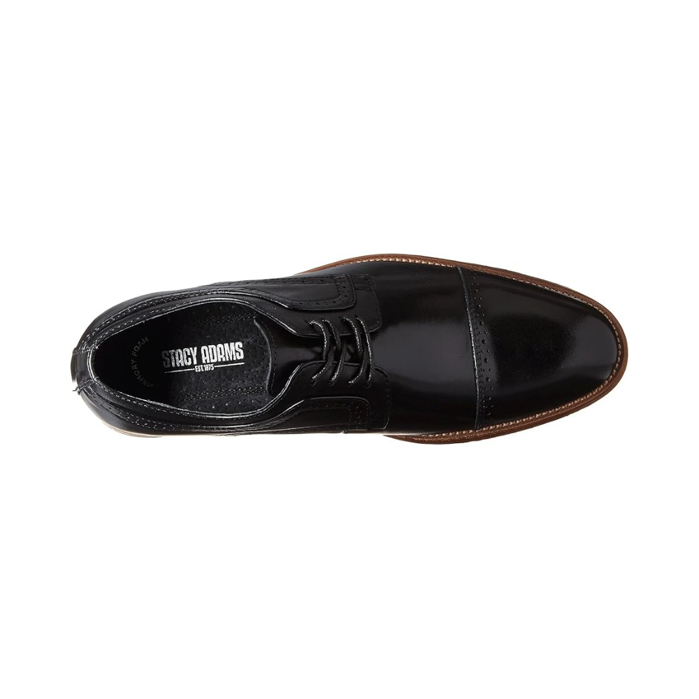 STACY ADAMS Men's Dickinson Cap-Toe Lace-up Oxford Leather Shoe Black