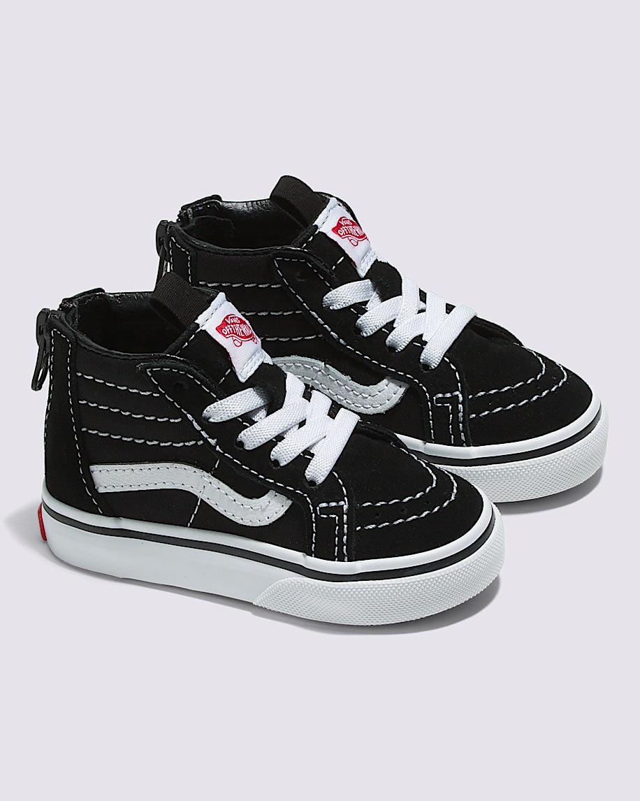 Vans Sk8 HI Zip Black/True White Toddler Shoes, 4.0