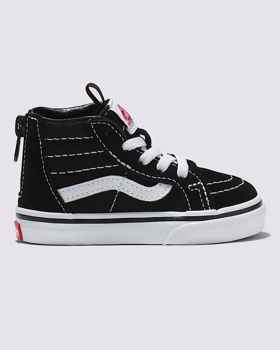 Vans Sk8 HI Zip Black/True White Toddler Shoes, 4.0