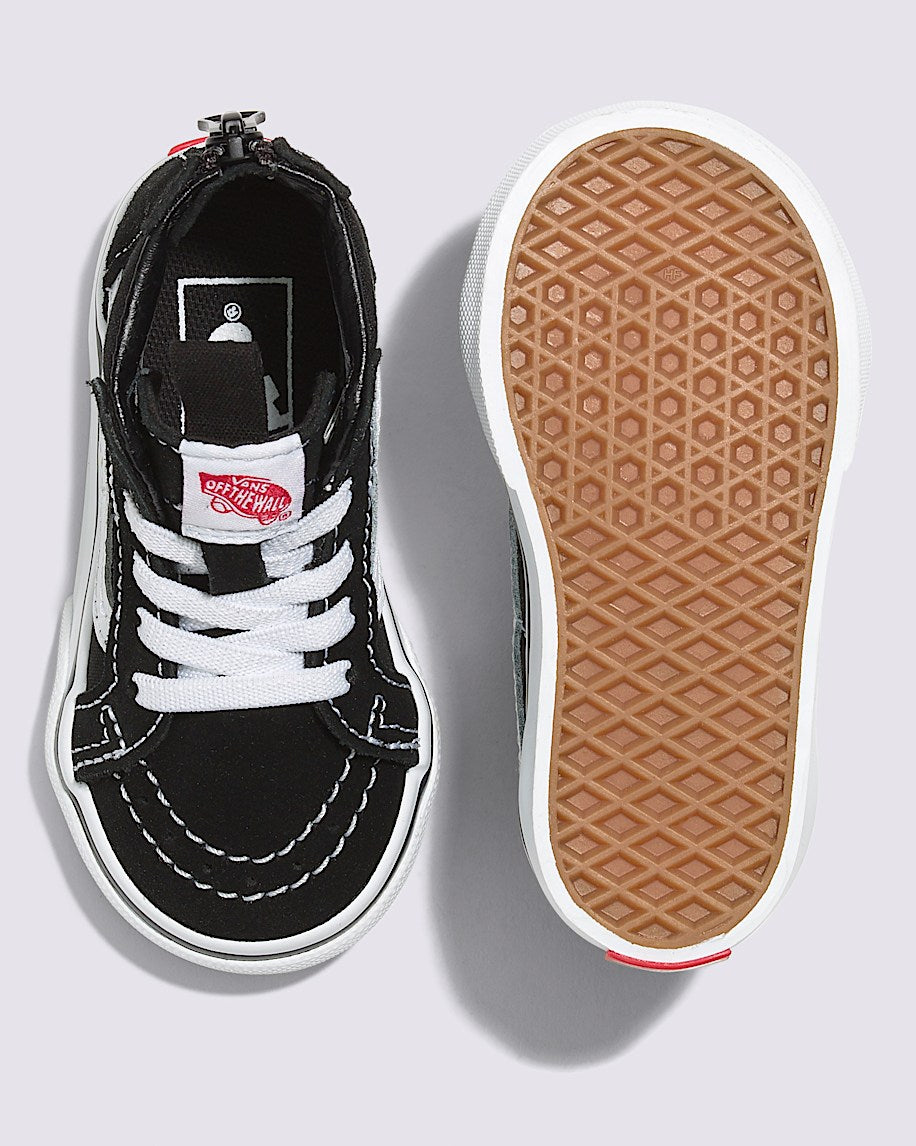 Vans Sk8 HI Zip Black/True White Toddler Shoes, 4.0