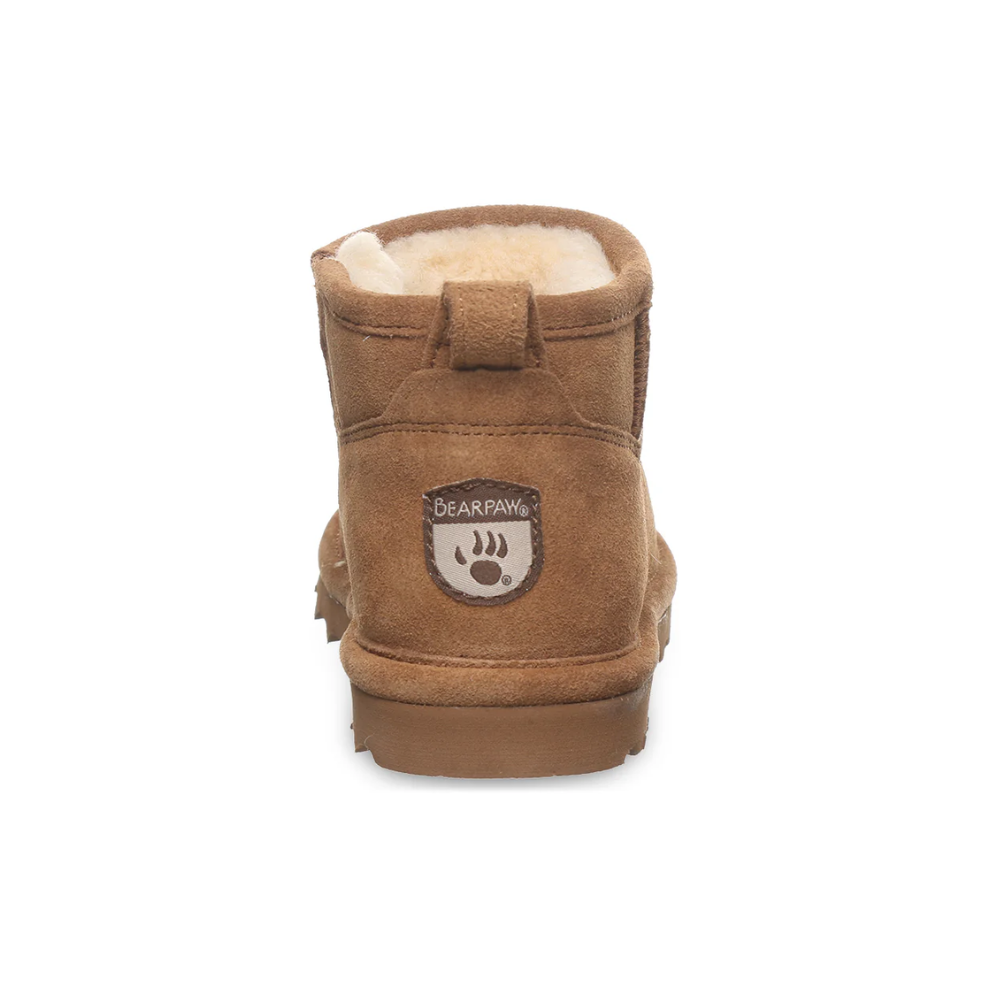 Bearpaw Shorty Youth Suede Boots Hickory Kids Ankle Winter Wool Lined