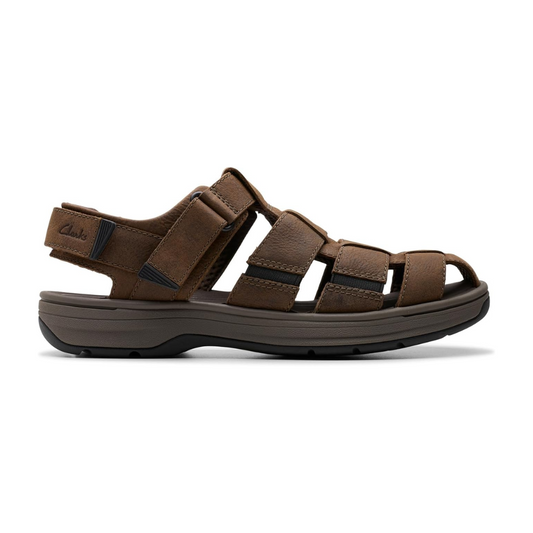 Clarks Men's Saltway Cove Dark Brown Leather Sandals CL-26176899