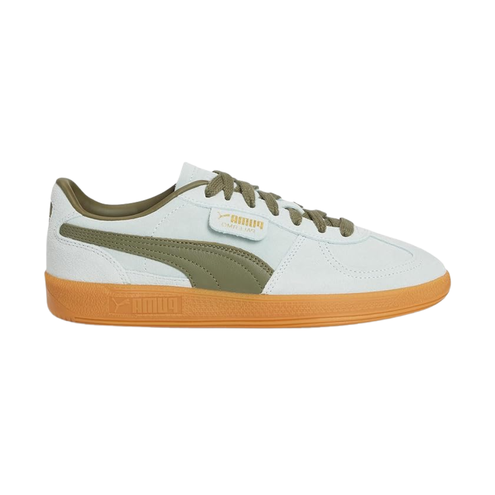 PUMA Women’s Palermo Sneakers – Peaceful Blue/Loden Green | Retro-Inspired Suede Trainers with Gum Sole & Signature T-toe Design