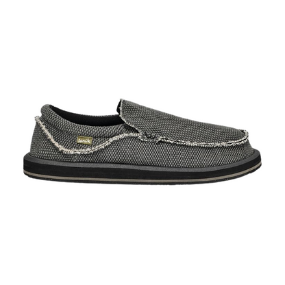 Sanuk Chiba Men's Loafers, Black Slip-On Shoes, Lightweight Comfort Foam Footbed, Casual Everyday Wear
