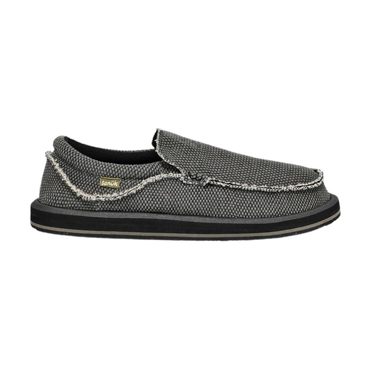Sanuk Chiba Men's Loafers, Black Slip-On Shoes, Lightweight Comfort Foam Footbed, Casual Everyday Wear