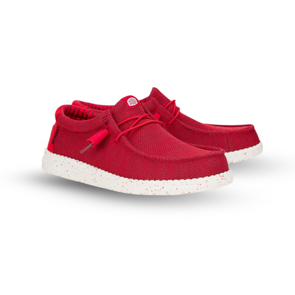 Hey Dude Wally Stretch Sox, Men’s Shoes, Men's Slip-on Loafers, Comfortable & Light-Weight, Red