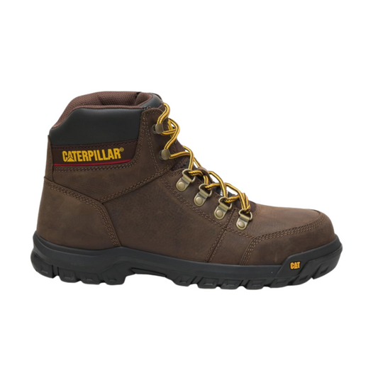 Caterpillar Leather Men's Outline Steel Toe Work Boot, Seal Brown