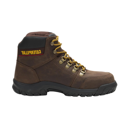 Caterpillar Leather Men's Outline Steel Toe Work Boot, Seal Brown