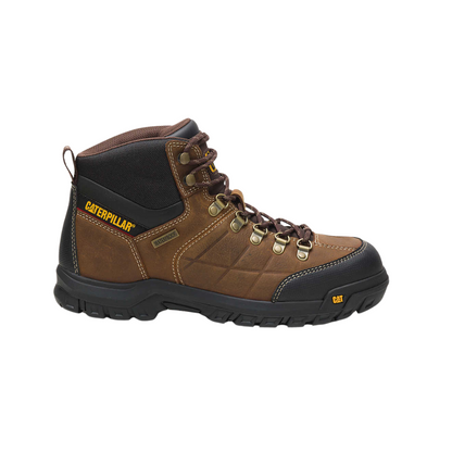 Caterpillar Men's Full Grain Leather  Work Boot, Threshold Waterproof Work Boot, Real Brown