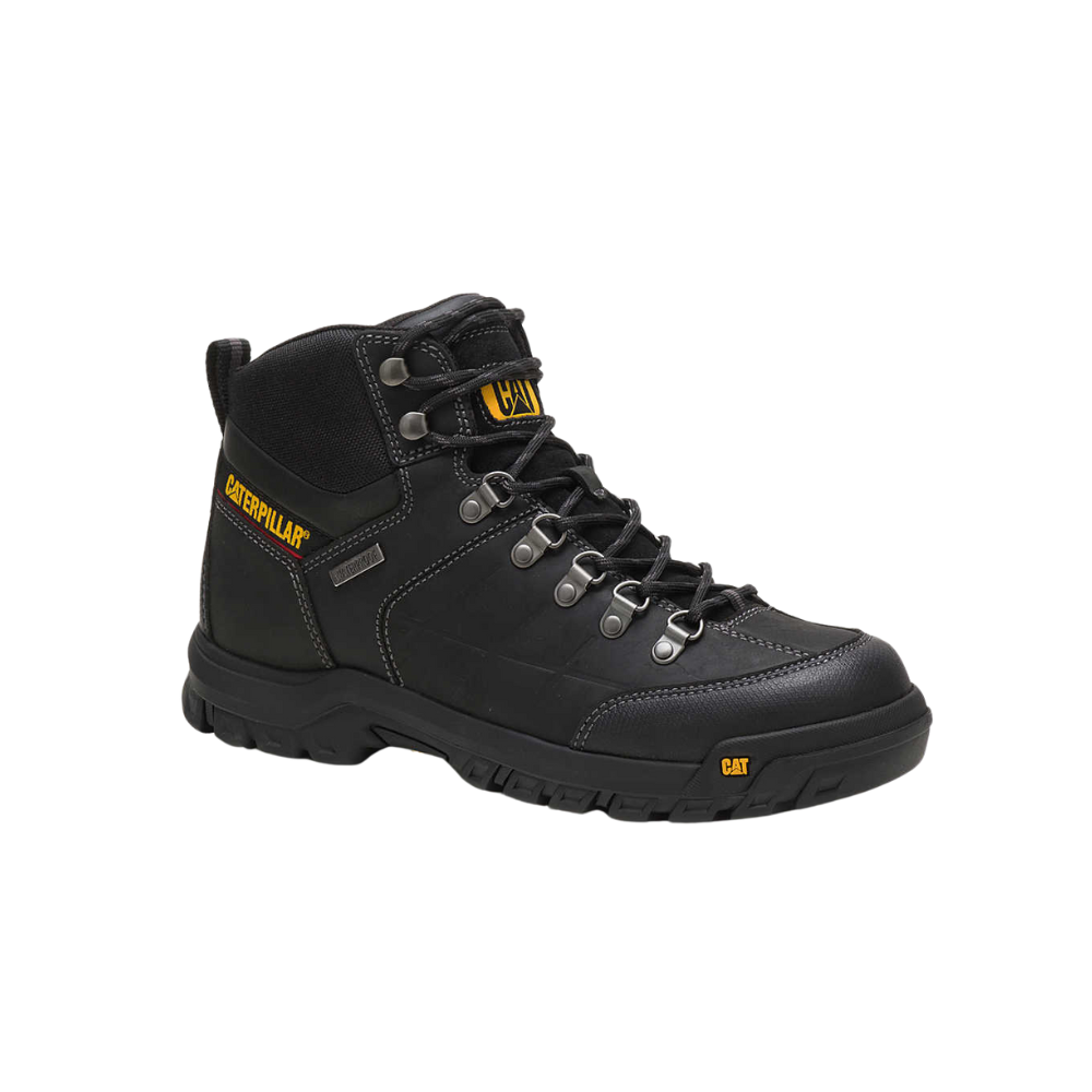 Caterpillar Men's Full Grain Leather Work Boot, Threshold Waterproof Work Boot, Black