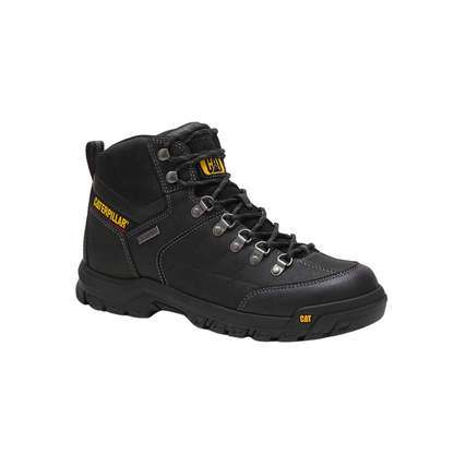 Caterpillar Men's Full Grain Leather Work Boot, Threshold Waterproof Work Boot, Black